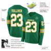 Custom Kelly Green White-Gold Long Sleeve Authentic Football Jersey