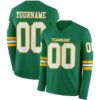 Custom Kelly Green White-Gold Long Sleeve Authentic Football Jersey