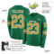 LongSleeve0653-1 Custom Kelly Green Old Gold-White Long Sleeve Authentic Football Jersey