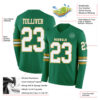Custom Kelly Green White-Old Gold Long Sleeve Authentic Football Jersey