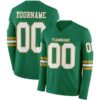Custom Kelly Green White-Old Gold Long Sleeve Authentic Football Jersey
