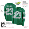 Custom Kelly Green Gray-White Long Sleeve Authentic Football Jersey