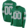 Custom Kelly Green Gray-White Long Sleeve Authentic Football Jersey
