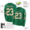 Custom Kelly Green Cream-Black Long Sleeve Authentic Football Jersey