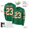 Custom Kelly Green Cream-Red Long Sleeve Authentic Football Jersey