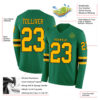 Custom Kelly Green Gold-Black Long Sleeve Authentic Football Jersey