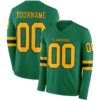 LongSleeve0659 Custom Kelly Green Gold-Black Long Sleeve Authentic Football Jersey