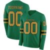 Custom Kelly Green Old Gold-Black Long Sleeve Authentic Football Jersey