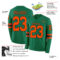 Custom Kelly Green Orange-Black Long Sleeve Authentic Football Jersey