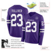 Custom Purple White Long Sleeve Authentic Football Jersey