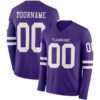 Custom Purple White Long Sleeve Authentic Football Jersey