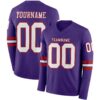 Custom Purple White-Red Long Sleeve Authentic Football Jersey
