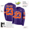 Custom Purple Orange-White Long Sleeve Authentic Football Jersey