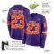 LongSleeve0666-1 Custom Purple Orange-White Long Sleeve Authentic Football Jersey