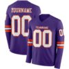 Custom Purple White-Orange Long Sleeve Authentic Football Jersey