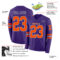 Custom Purple Orange-Gray Long Sleeve Authentic Football Jersey