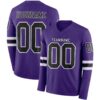 Custom Purple Black-White Long Sleeve Authentic Football Jersey
