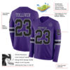 Custom Purple Black-Gray Long Sleeve Authentic Football Jersey