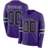 Custom Purple Black-Gray Long Sleeve Authentic Football Jersey