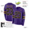 LongSleeve0672-1 Custom Purple Black-Old Gold Long Sleeve Authentic Football Jersey