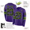 Custom Purple Black-Neon Green Long Sleeve Authentic Football Jersey