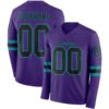 Custom Purple Black-Teal Long Sleeve Authentic Football Jersey