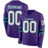 LongSleeve0676 Custom Purple White Black-Teal Long Sleeve Authentic Football Jersey