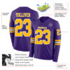 Custom Purple Gold-White Long Sleeve Authentic Football Jersey