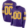 Custom Purple Gold-White Long Sleeve Authentic Football Jersey