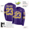 Custom Purple Old Gold-White Long Sleeve Authentic Football Jersey
