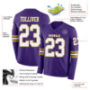 Custom Purple White-Old Gold Long Sleeve Authentic Football Jersey