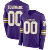 Custom Purple White-Old Gold Long Sleeve Authentic Football Jersey