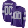 Custom Purple Gray-White Long Sleeve Authentic Football Jersey