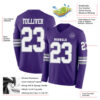 Custom Purple White-Gray Long Sleeve Authentic Football Jersey