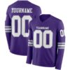 Custom Purple White-Gray Long Sleeve Authentic Football Jersey