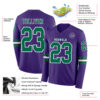 Custom Purple Kelly Green-White Long Sleeve Authentic Football Jersey