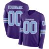 Custom Purple Light Blue-White Long Sleeve Authentic Football Jersey
