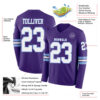 Custom Purple White-Light Blue Long Sleeve Authentic Football Jersey