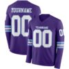 Custom Purple White-Light Blue Long Sleeve Authentic Football Jersey