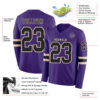 Custom Purple Black-Cream Long Sleeve Authentic Football Jersey