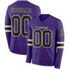 Custom Purple Black-Cream Long Sleeve Authentic Football Jersey