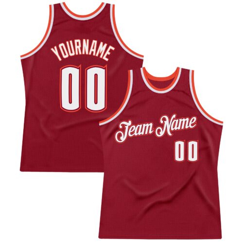 Maroon0017 Custom Maroon White-Orange Authentic Throwback Basketball Jersey