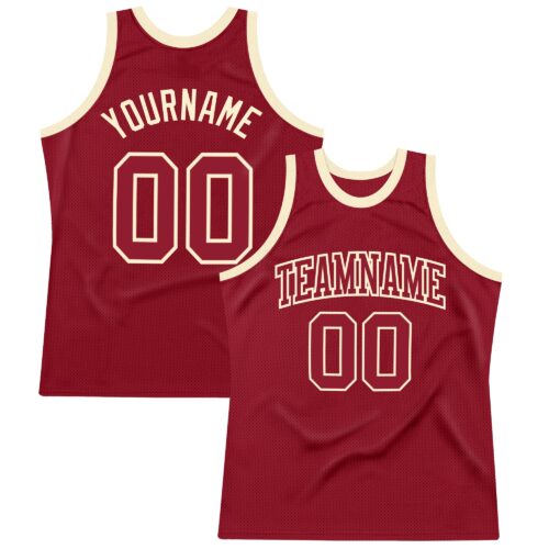 Maroon0047 Custom Maroon Maroon-Cream Authentic Throwback Basketball Jersey