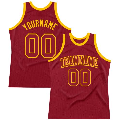 Maroon0048 Custom Maroon Maroon-Gold Authentic Throwback Basketball Jersey