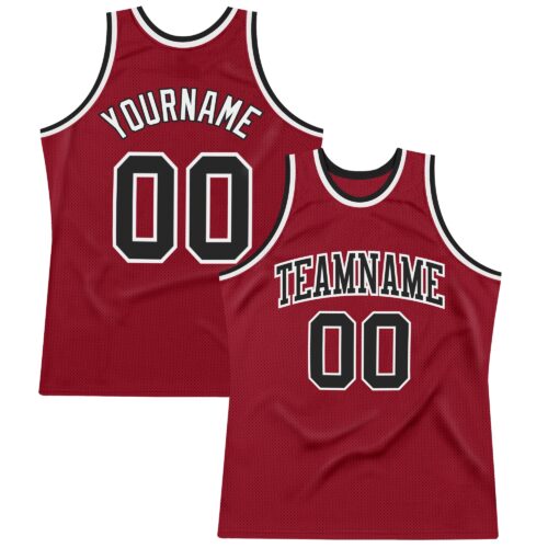 Maroon0049 Custom Maroon Black-White Authentic Throwback Basketball Jersey