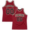 Custom Maroon Black-Cream Authentic Throwback Basketball Jersey