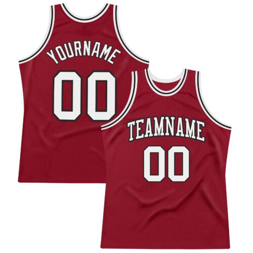 Maroon0071 Custom Maroon White-Black Authentic Throwback Basketball Jersey