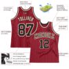 Custom Maroon White Pinstripe Black-Cream Authentic Basketball Jersey