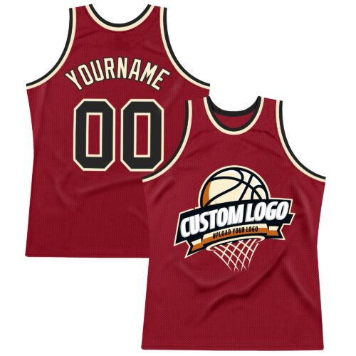 Maroon0104 Custom Maroon Black-Cream Authentic Throwback Basketball Jersey