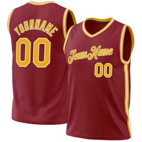 Maroon0137 Custom Maroon Gold-White Authentic Throwback Basketball Jersey